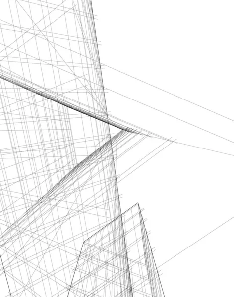 Abstrakte Zeichnungslinien Architektonischen Kunstkonzept Minimale Geometrische Formen — Stockvektor