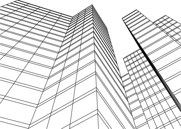 建築芸術の概念における抽象的な線や最小限の幾何学的形状 — ストックベクタ