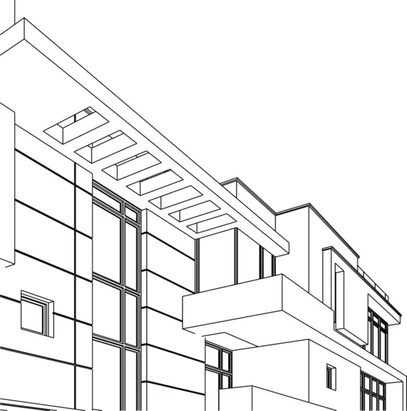 Abstrakte Zeichnungslinien Architektonischen Kunstkonzept Minimale Geometrische Formen — Stockvektor