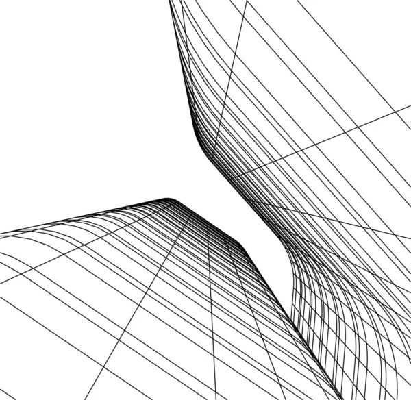 Líneas Abstractas Dibujo Concepto Arte Arquitectónico Formas Geométricas Mínimas — Archivo Imágenes Vectoriales