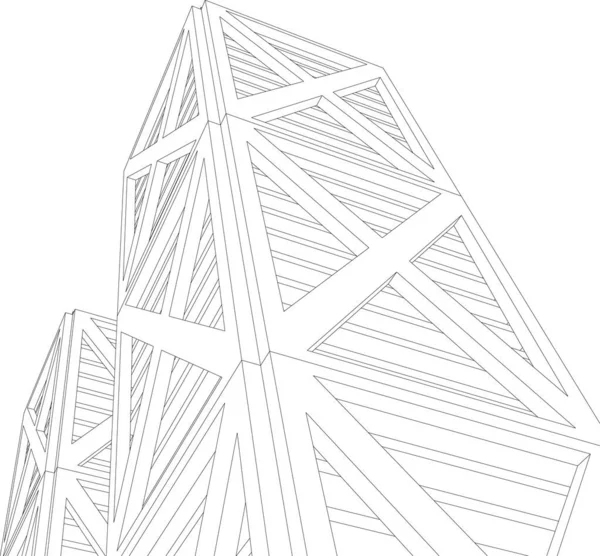 Abstrakte Zeichnungslinien Architektonischen Kunstkonzept Minimale Geometrische Formen — Stockvektor