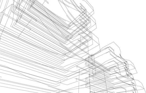 Abstrakte Zeichnungslinien Architektonischen Kunstkonzept Minimale Geometrische Formen — Stockvektor