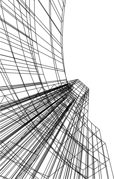 Líneas Abstractas Dibujo Concepto Arte Arquitectónico Formas Geométricas Mínimas — Archivo Imágenes Vectoriales