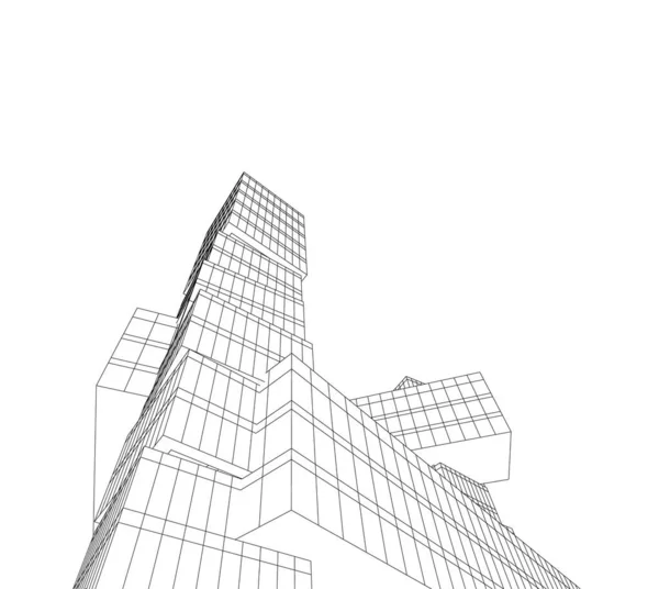 Linhas Desenho Abstratas Conceito Arte Arquitetônica Fundo Branco Formas Geométricas —  Vetores de Stock