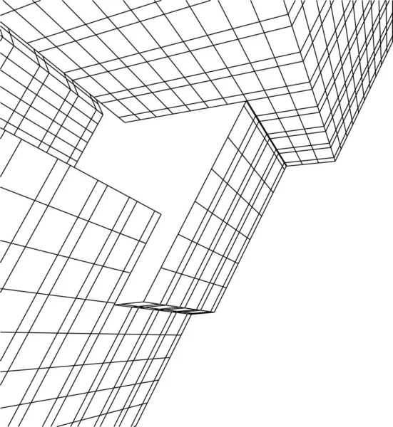 Abstrakta Teckningslinjer Arkitektonisk Konst Koncept Minimala Geometriska Former — Stock vektor