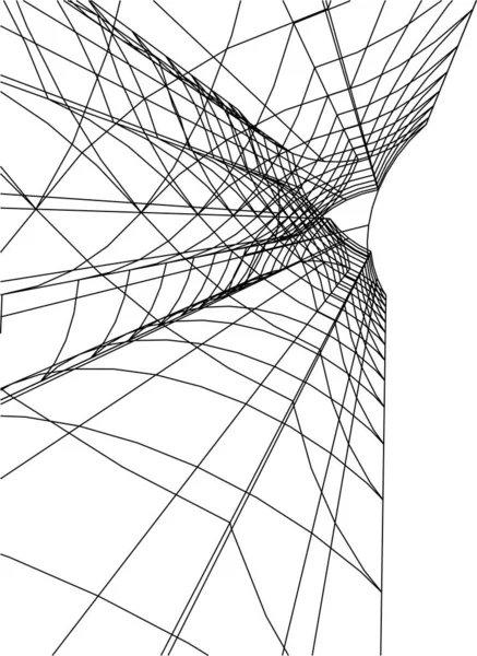 Abstracte Tekenlijnen Architectonisch Kunstconcept Minimale Geometrische Vormen — Stockvector