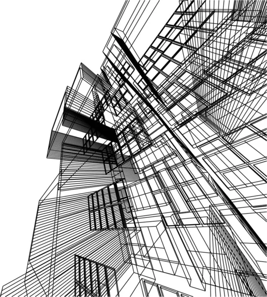 Mimari Sanat Konseptinde Soyut Çizgiler Minimum Geometrik Şekiller — Stok Vektör