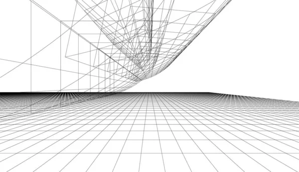 白を基調とした建築美術の構想における抽象画線 最小限の幾何学的形状 — ストックベクタ