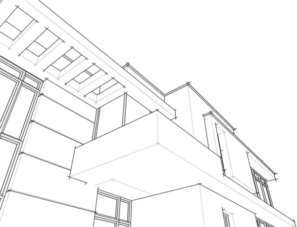 Líneas Abstractas Dibujo Concepto Arte Arquitectónico Formas Geométricas Mínimas — Archivo Imágenes Vectoriales