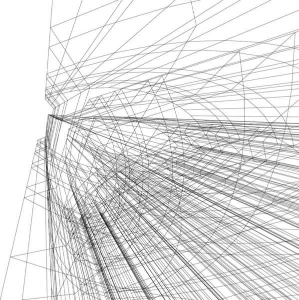 Abstracte Tekenlijnen Architectonisch Kunstconcept Minimale Geometrische Vormen — Stockvector