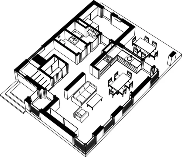 Abstraktní Kreslicí Čáry Architektonickém Pojetí Minimální Geometrické Tvary — Stockový vektor