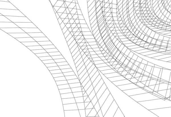 Abstrakte Zeichnungslinien Architektonischen Kunstkonzept Minimale Geometrische Formen — Stockvektor