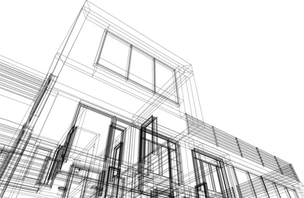 Abstracte Tekenlijnen Architectonisch Kunstconcept Minimale Geometrische Vormen — Stockvector