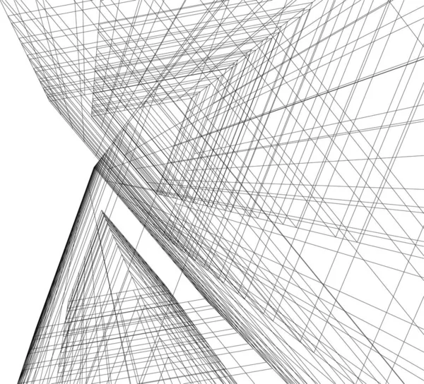 Lignes Dessin Abstraites Dans Concept Art Architectural Formes Géométriques Minimales — Image vectorielle