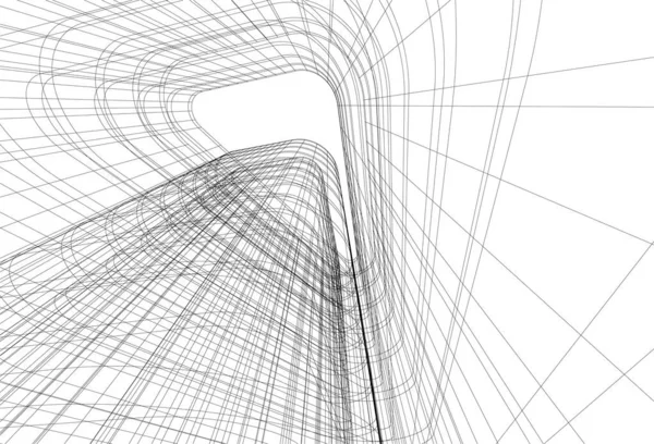 Líneas Abstractas Dibujo Concepto Arte Arquitectónico Formas Geométricas Mínimas — Archivo Imágenes Vectoriales