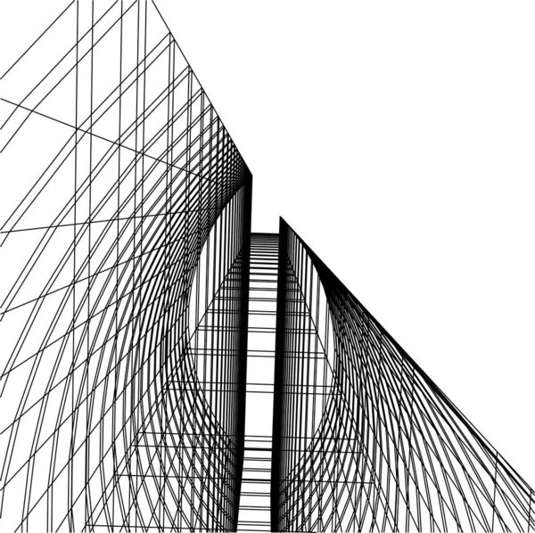 Abstraktní Kreslicí Čáry Architektonickém Pojetí Minimální Geometrické Tvary — Stockový vektor