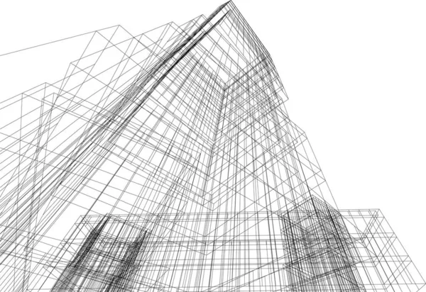 Abstrakcyjne Linie Rysunku Koncepcji Sztuki Architektonicznej Minimalne Kształty Geometryczne — Wektor stockowy