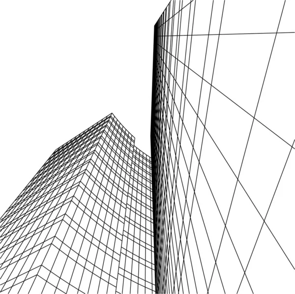 Lignes Dessin Abstraites Dans Concept Art Architectural Formes Géométriques Minimales — Image vectorielle