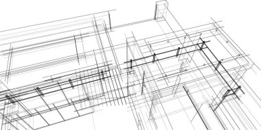 Mimari sanat konseptinde soyut çizgiler, minimum geometrik şekiller. 