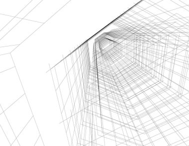 Mimari sanat konseptinde soyut çizgiler, minimum geometrik şekiller. 