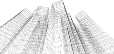 Mimari sanat konseptinde soyut çizgiler, minimum geometrik şekiller.