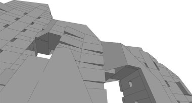 Mimari sanat konseptinde soyut çizgiler, minimum geometrik şekiller. 