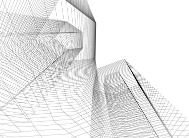 Mimari sanat konseptinde soyut çizgiler, minimum geometrik şekiller. 