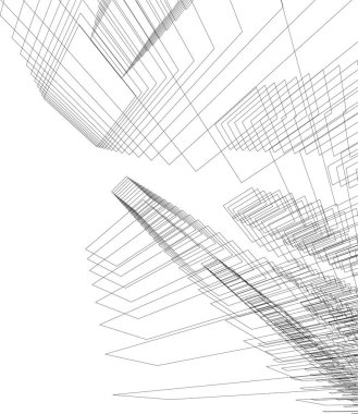 Mimari sanat konseptinde soyut çizgiler, minimum geometrik şekiller. 