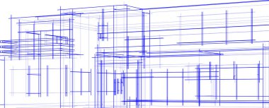 Mimari sanat konseptinde soyut çizgiler, minimum geometrik şekiller. 