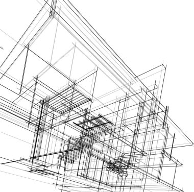Mimari sanat konseptinde soyut çizgiler, minimum geometrik şekiller. 