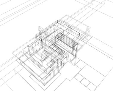 Mimari sanat konseptinde soyut çizgiler, minimum geometrik şekiller. 