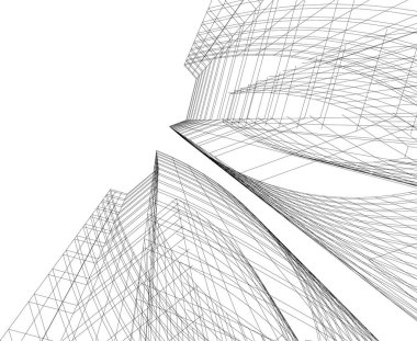 Mimari sanat konseptinde soyut çizgiler, minimum geometrik şekiller. 