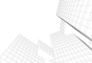 Mimari sanat konseptinde soyut çizgiler, minimum geometrik şekiller. 