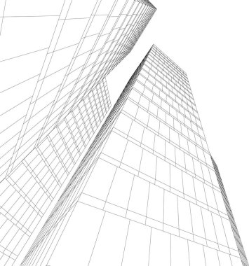 Mimari sanat konseptinde soyut çizgiler, minimum geometrik şekiller. 