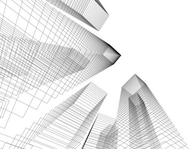 Mimari sanat konseptinde soyut çizgiler, minimum geometrik şekiller. 