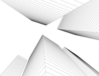 Mimari sanat konseptinde soyut çizgiler, minimum geometrik şekiller. 