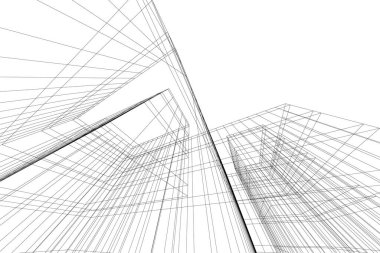 Mimari sanat konseptinde soyut çizgiler, minimum geometrik şekiller.