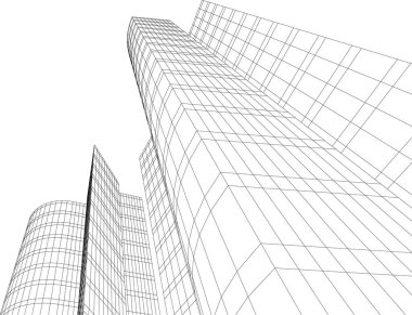 Mimari sanat konseptinde soyut çizgiler, minimum geometrik şekiller. 