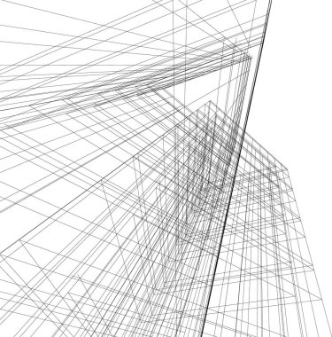 Mimari sanat konseptinde soyut çizgiler, minimum geometrik şekiller. 
