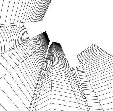 Mimari sanat konseptinde soyut çizgiler, minimum geometrik şekiller. 