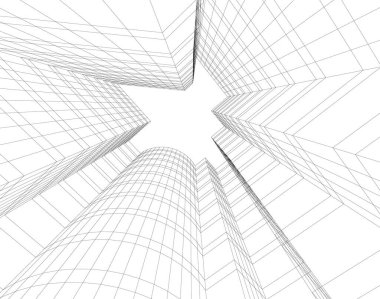 Mimari sanat konseptinde soyut çizgiler, minimum geometrik şekiller. 