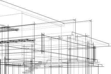 Mimari sanat konseptinde soyut çizgiler, minimum geometrik şekiller. 
