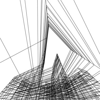 Mimari sanat konseptinde soyut çizgiler, minimum geometrik şekiller. 