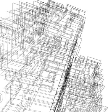 Mimari sanat konseptinde soyut çizgiler, minimum geometrik şekiller. 