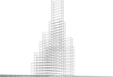 Mimari sanat konseptinde soyut çizgiler, minimum geometrik şekiller. 