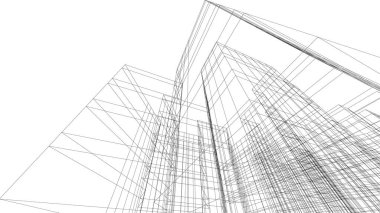 Mimari sanat konseptinde soyut çizgiler, minimum geometrik şekiller. 