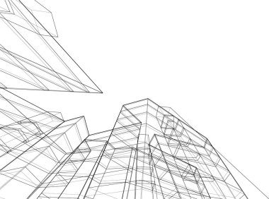 Mimari sanat konseptinde soyut çizgiler, minimum geometrik şekiller. 