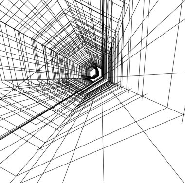 Mimari sanat konseptinde soyut çizgiler, minimum geometrik şekiller. 
