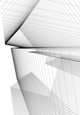 Mimari sanat konseptinde soyut çizgiler, minimum geometrik şekiller. 