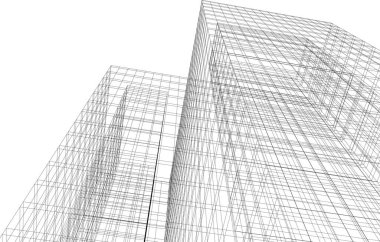 Mimari sanat konseptinde soyut çizgiler, minimum geometrik şekiller.